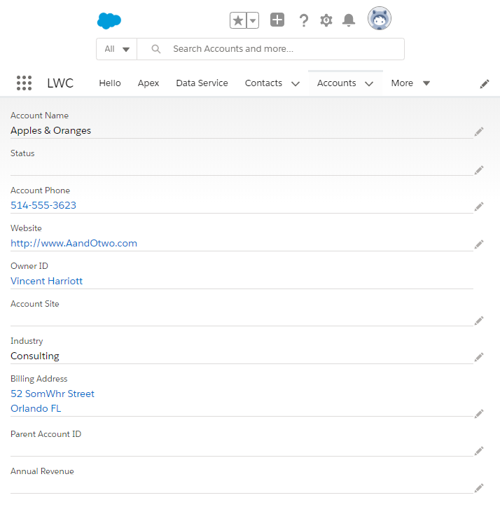 LDS Base Component on Lightning Record Page - View