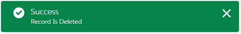 Green Success Message - Record Is Deleted