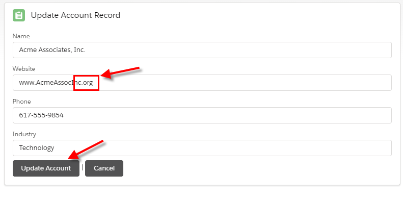 Update Account Record LWC - Acme Assoc.