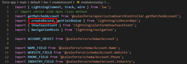 Code Segment - createAccount.js